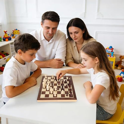 Offelec 3-in-1 Folding Chess Board Set, Wooden Chess Checkers and Backgammon Game Set for Adults Kids & Family, Portable Travel Board with Game Pieces Storage | Classic Strategy Board Games - color: 3-in-1 Folding Board Set