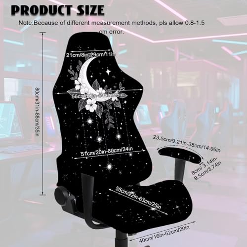 4Pcs Stretchable Gaming Chair Covers Slipcovers Aesthetic Moon Office Chair Cover Large with Armrest Covers Soft Spandex Rotating Boss Armchair Cover Desk Accessories Office Supplies - color: Aesthetic Moon