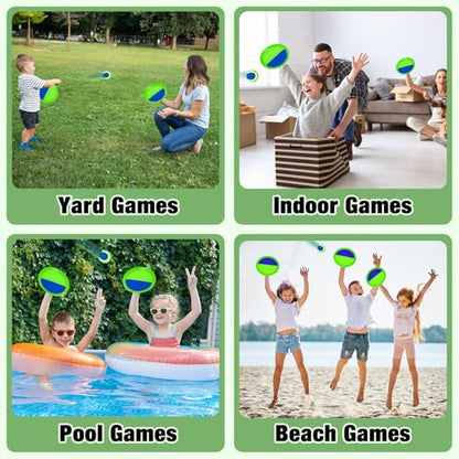 Sticky Toss and Catch Ball Game Set - Kids & Toddlers Outdoor Indoor Activity Toys for Boys Girls 3 4 5 6 7 8-12 Year Old - Great Games for Beach Pool Yard - Birthday Gifts Easter Basket Stuffers - size: 2 paddles 2 balls