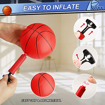 Indoor Basketball Hoop Set for Kids Adults, Pro Mini Basketball Hoop for Door Wall, Room Basketball Hoop Over The Door Outdoor Basketball Hoop with 4 Balls Toy Gift for Boy Girl - style: Red