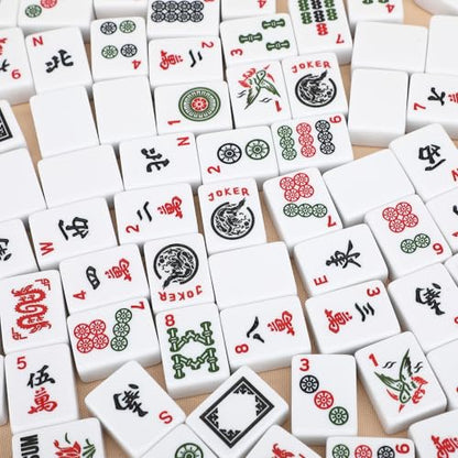 American Mahjong Tile Set,166 White Tiles Mahjong Set,4 Colors Mahjong Racks,Travel Mahjong Set with Black Carrying Bag - style: Black Bag