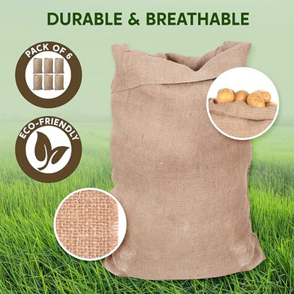 JOYIN 6 Pack Potato Sack and 24 PCS Easter Egg and Spoon Race Game Set, Multiple Players Carnival Game for Kids & Family Holiday Activity, Outdoor Picnic Party Yard Easter Games