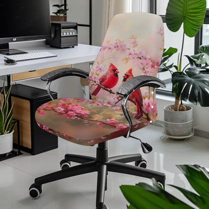 Office Chair Cover, Cardinal Stretchable Computer Chair Slipcover with Armrest Lightweight Boss Chair Cover Rotating Desk Chair Slipcover for Conference Room Office - color: Cardinal 2, size: Large