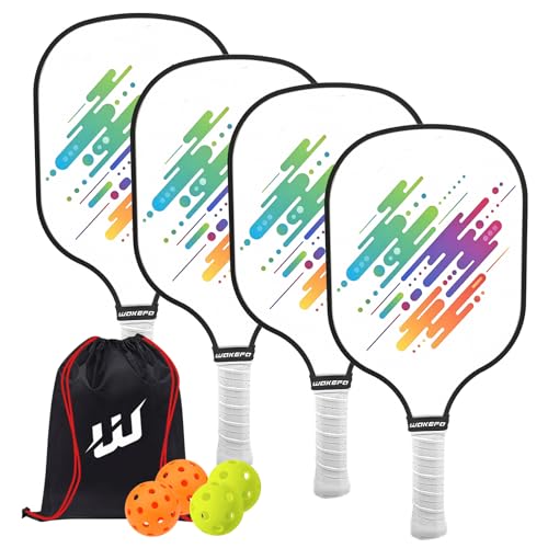 Pickleball Paddles Set of 4,USAPA Approved Friction Surface, Premium Pickleball Paddles with 4 Pack Paddles 4 Balls 1 Pickleball Bag, Pickleball Set Gift for Men and Women