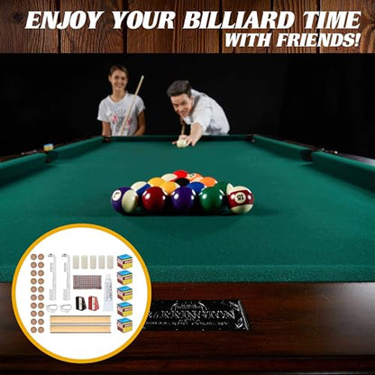 Barrington Billiards 38-Piece Pool Cue Tip Repair Kit with 13 mm Cue Tips, Ferrules, Aluminum Clamps, Tip Shapers, Glue, Chalk, and Cleaner for DIY Cue Tip Replacement and Repair