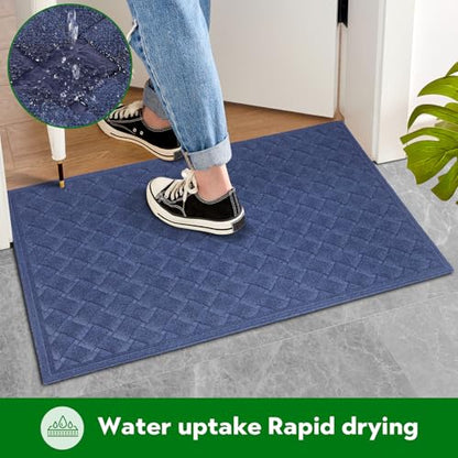 BZ51 Heavy Duty Front Door Mats Non Slip Rubber Backing Entrance Mat Shoes Scraper Welcome Mat - color: 36" X 60" Weave Grey【big Front Door】