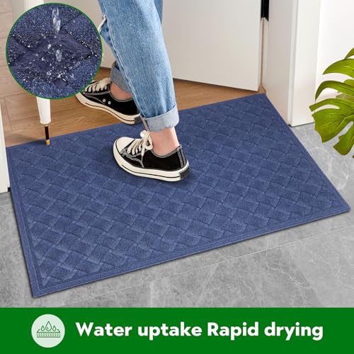 BZ31 Heavy Duty Front Door Mats Non Slip Rubber Backing Entrance Mat Shoes Scraper Welcome Mat - color: 24" X 36" Weave Grey【regular Door】