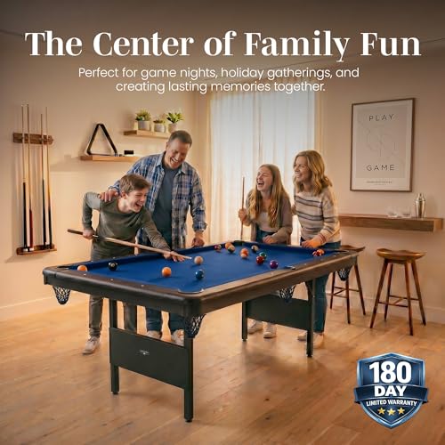 Hathaway Fairmont Folding Pool Table for Family & Home Use Includes Full Set of Billiard Balls, Cues, Chalk, Triangle and Carrying Bag, Portable Space-Saving Table