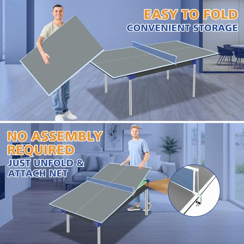 6 * 3Ft Grey Mid-Size Ping Pong Conversion Foldable & Portable Table Tennis Table for Indoor Games - Grey - Professional - Indoor Games - Fun