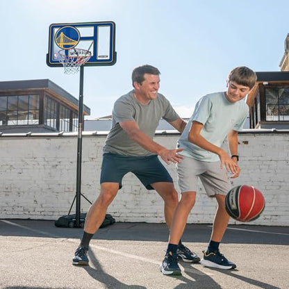 Lifetime NBA Golden State Warriors Portable Basketball Hoop, Adjustable Height 7.5-10 Ft, 44 Inch Shatterproof Fusion Backboard, Base with Wheels - color: Golden State Warriors