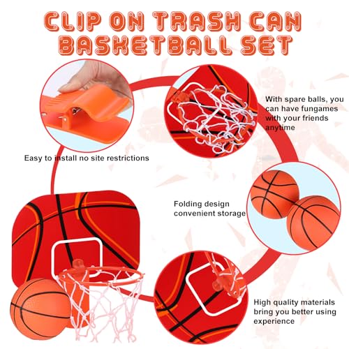 Honoson 3 Sets Indoor Trash Can Basketball Game Set Includes 3 Mini Clip on Basketball Hoop with Backboard 6 Inflatable Ball Pump Office Decompression Toy Birthday Gift Back to School(Classic) - color: Black