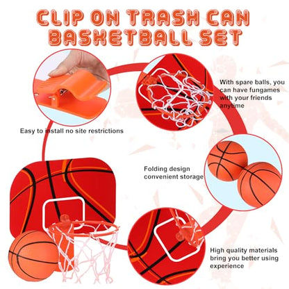 Honoson 3 Sets Indoor Trash Can Basketball Game Set Includes 3 Mini Clip on Basketball Hoop with Backboard 6 Inflatable Ball Pump Office Decompression Toy Birthday Gift Back to School(Classic) - color: Black