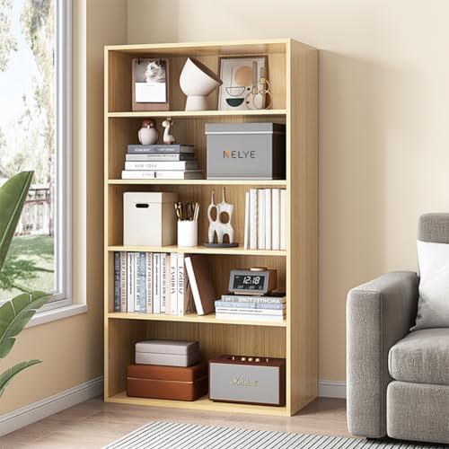 NELYE Basic Open Shelf Bookcase - 5-Tier Wooden Cube Storage Shelves Split Bookshelf, Oak - color: Oak, size: 5-Tier