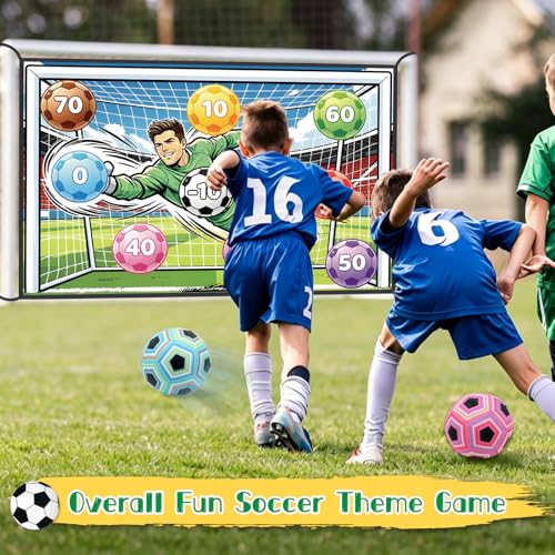 Sticky Soccer Ball Game Set for Kids, Indoor Outdoor Toss Soccer Goal Toy with Blindfold, Target Soccer Game for Backyard Family Play Fun Sports Birthday Party Favors Gifts for Boys Girls Ages 3-8