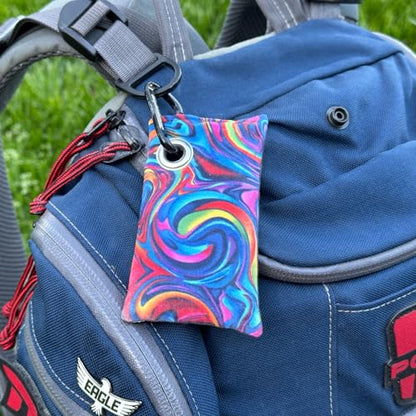 HYZER HOUND DISCS Disc Golf Chalk Bag | Dry Your Hands in the Heat of Summer | Attaches to Bag with a Carabiner | Improve Your Hand Grip for Consistency | Essential Disc Golf Accessories | Chalk - color: Rainbow Swirl