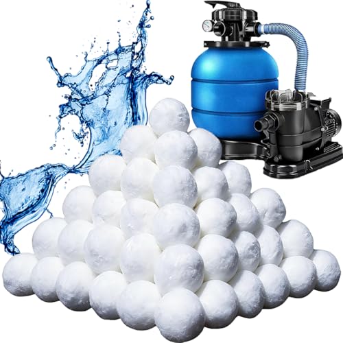 Shelprojsu 3.1 lbs Pool Filter Balls for Sand Filters Pump,Reusable Swimming Pool Filter Balls,Pool Filter Media Balls,Sand Filter Balls for Above & Ground Pool,Efficient Replace 100 lbs Filter Sand | Eco-Friendly Polysphere Cotton Pool Filter Balls - col