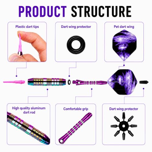 Soft Tip Darts Set - 3 Pack 2BA Darts Plastic Tip with Aluminum Shafts, 12 Tips, 9 Flights, 12 O Rings and Case for Electronic Dart Boards, Adults、Beginners & Pro Players