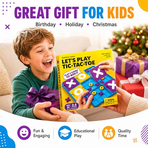 Upgraded 3D Tic-Tac-Toe Board Game for Kids & Adults - Montessori STEM Mind & Logic Brain Teaser, Fun Family Interactive Tabletop Party Game, Ideal Gift for Boys & Girls Ages 3+