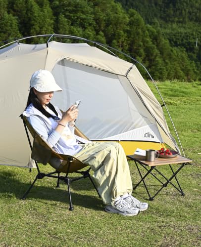 iClimb Ultralight Compact Camping Folding Table with Carry Bag (Nature- S) - color: Nature, size: Small
