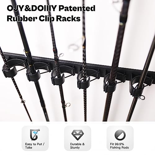 OJYDOIIIY Wall Mount Fishing Rod Holders,Vertical Fishing Pole Storage Rack for Garage - color: 1 Pack, 6 Rods
