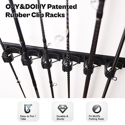 OJYDOIIIY Wall Mount Fishing Rod Holders,Vertical Fishing Pole Storage Rack for Garage - color: 1 Pack, 6 Rods