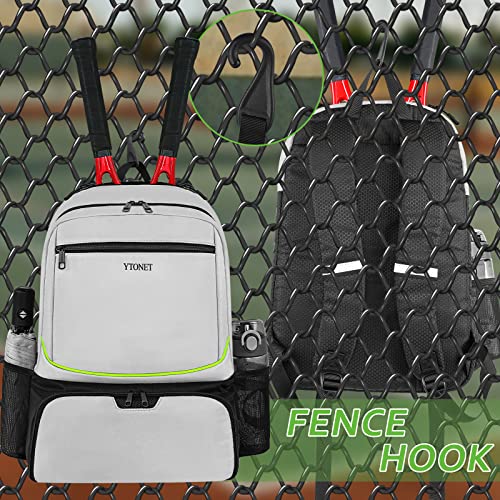 Ytonet Tennis Bag Tennis Backpack for Women Men 2 Rackets with Insulated Pocket Ventilated Shoe Compartment - color: Grey