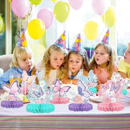 Butterfly Birthday Party Supplies Kit - Butterfly Themed Honeycomb Centerpiece ，Table Decorations for Kids' Butterfly Themed Birthday Party Decorations - style: Butterfly