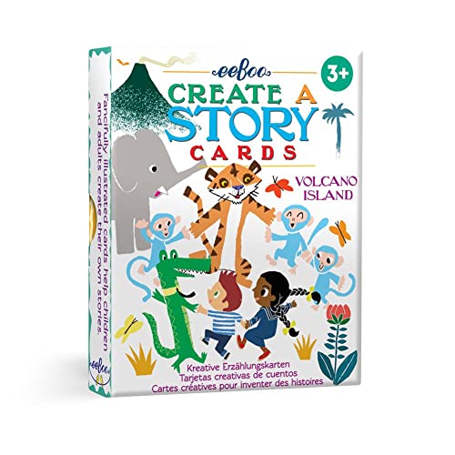 eeBoo: Volcano Island Create a Story Pre-Literacy Cards, 36 Cards with Colorful Characters, Encourages Imagination, for Ages 3 and up - style: Create a Story