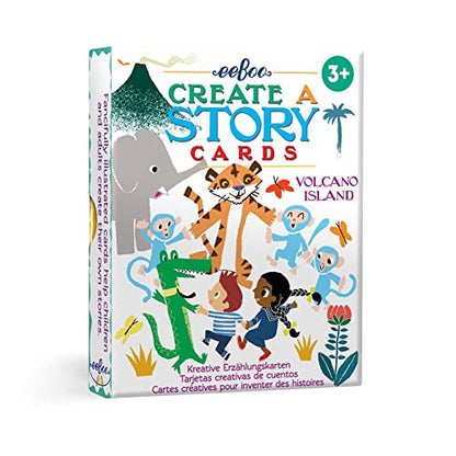 eeBoo: Volcano Island Create a Story Pre-Literacy Cards, 36 Cards with Colorful Characters, Encourages Imagination, for Ages 3 and up - style: Create a Story