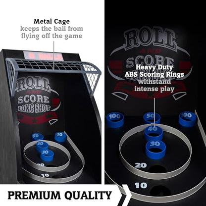 Hall of Games Roll & Score Multiple Styles Arcade Game Collection, Durable & Stylish Designs with Game Balls, Perfect for Family Game Rooms - style: 10 Ft. 8 In. Burgundy Black