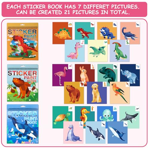 AEAHALY Crafts for Kids Ages 4-8 Paint by Sticker, Reusable Sticker Book for Kids Boys and Girls Birthday Gifts Party Favor (Style3-3P) - style: Style3-3P