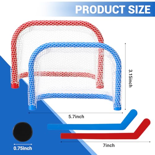 Mini Tabletop Hockey Game Set Including 2 Pcs Goal Nets 2 Pcs Ice Hockey and 2 Sticks Christmas Indoor Desk Novelty Toy Fast Paced Fun Sport Party Games for Xmas Adults