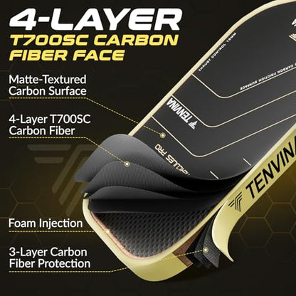 TENVINA Pickleball Paddles, Thermoformed T700SC Carbon Fiber Pickleball Paddle, Pickle Ball Paddle USAPA Approved with Dominant Power and Larger Sweet Spot - color: 2-Pack of PRO-Carbon-Elongated-16MM