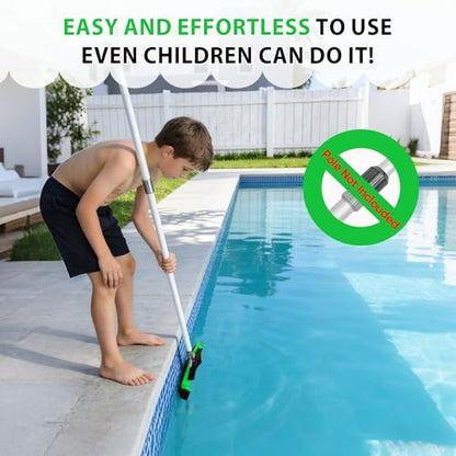 Wide Pool Brush Head, Heavy Duty Pool Scrub Brush with 12-Rows Soft Bristles, Inground/Above Ground Pool with Curved Ends, Clean Pool Wall, Floor, Step, Corner Faster, Safe for Vinyl Liner (17 INCH) - size: 17 INCH