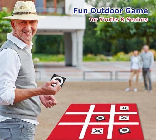 PJDRLLC Giant Tic Tac Toe Bean Bag Toss - Outdoor Camping Backyard Lawn Games for Kids Adults - Large Indoor Family Games for Christmas Party