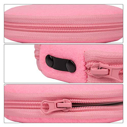 ELEZAY Small CD Case Round Felt 20 Capacity CDs Storage Wallet DVD Disc Holder, Pink - color: A-Pink