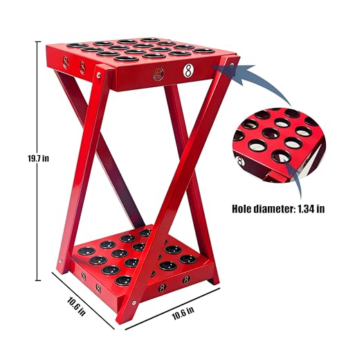 Golf Club Rack & Pool Cue Rack, 16-Hole Heavy Duty Metal Organizer Stand, Multi-Purpose Billiard Cue Holder & Storage Display for Home Garage, Clubhouse, Man Cave