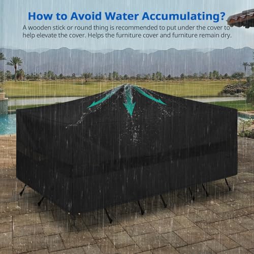 SunPatio Patio Furniture Covers Waterproof, Rectangular Table and Chairs Set Cover, Outdoor Furniture Set Cover with Drawstrings and Taped Seams, All Weather Protection, 76"W x 50"D x 30"H, Black - size: 76"W x 50"D x 30''H