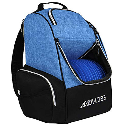 Axiom Discs Shuttle Disc Golf Backpack Bag (Choose Your Style and Color) - color: Heather Blue, style: Without Velcro Side Panel