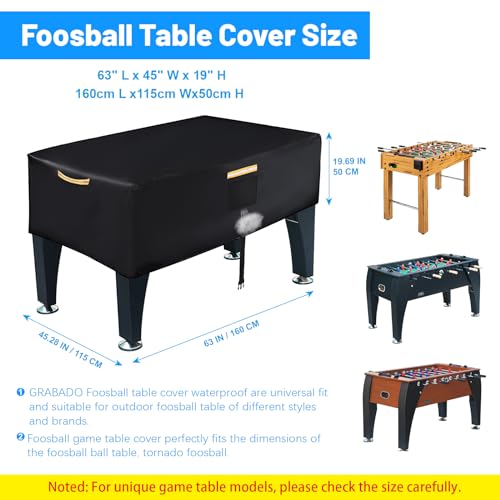 Foosball Table Cover,Heavy Duty 420D Foosball Table Covers Outdoor Waterproof,Soccer Table Cover with Windproof Buckle,4 Reflective Strip Handles,Universal Cover for Foosball Table and Game Soccer