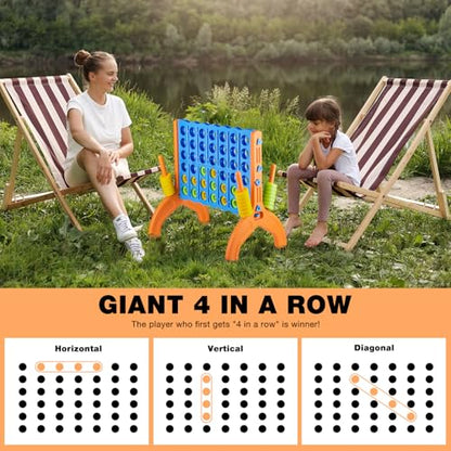 Ayeboovi Giant 4-in-A-Row, Jumbo 4-to-Score Yard Game for Kids and Adults Indoor Outdoor Party Family Connect Games Set with Quick Release Slider & Carrying Bag