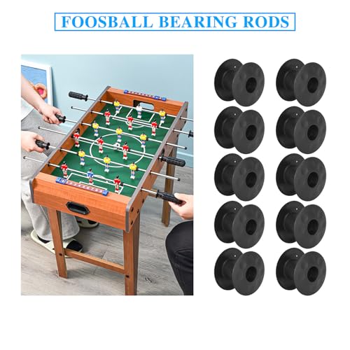 10PCS Tabletop Foosball Bushings Bearing Rods for Fun Games Accessories Black Foosball Machine Bearings Replacement Diameter Threaded Plastic Portable Size Foosball Replacement Parts