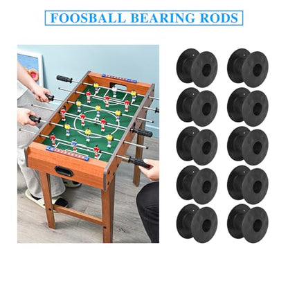 10PCS Tabletop Foosball Bushings Bearing Rods for Fun Games Accessories Black Foosball Machine Bearings Replacement Diameter Threaded Plastic Portable Size Foosball Replacement Parts