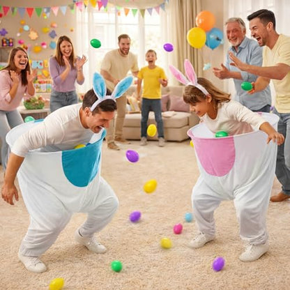 22 Pcs Granny Pant Yard Game Easter Game Set Giant Bunny Pant Easter Egg Ear Headband for Family Reunion Gathering Yard Backyard Lawn Outdoor Indoor Carnival Party Activity Supply