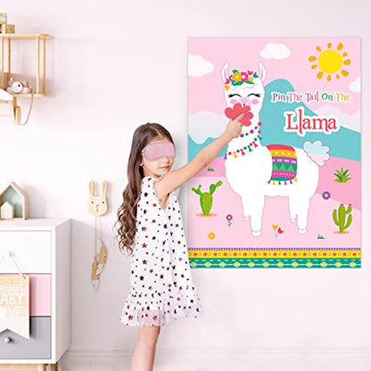 WERNNSAI Pin The Tail on The Llama Party Games - Llama Theme Birthday Supplies for Kids Girls 21" x 28" Poster 24 Pcs Tails Alpaca Party Decorations - style: Llama