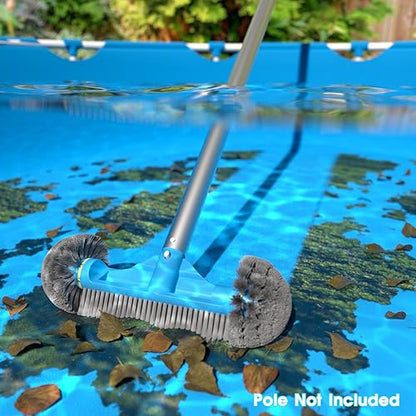 TidyMister 12.5'' Round End Pool Brush Head - Cleaning Wall & Tiles & Steps, Sturdy Nylon Bristles, Scrub Brush for Inground/Above Ground Pool, Spa, Hot Tub, No Pole - size: 12.5inch