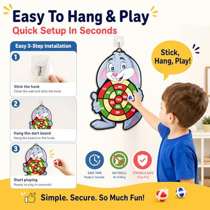 Sticky Ball Dartboard Elephant Design Self-Adhesive Surface for Family Indoor Outdoor Play and Throwing Target Games, Blue Elephant - size: One Size