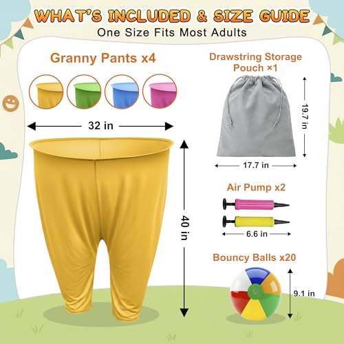 Granny Pants Yard Game for Adults and Kids, Big Pants Ball Catch Game with 2 Giant Pants, Balls, Pumps & Storage Bag, Outdoor Tossing Games for Birthday Party, Backyard Party, Family Reunion - size: Large for Adults-4PCS