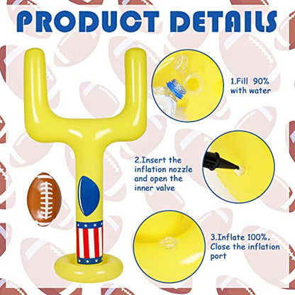 Inflatable Jumbo Football Set Inflatable Football Goal with Ball Target Post Sport Accessories Outdoor Sport for Practice and Fun(Black)(Yellow)