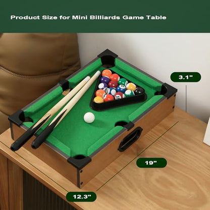 Mini Pool Table Wooden Billiards Tabletop Board Game for Family Night Party Time Gift for Cat Lovers - size: 19"